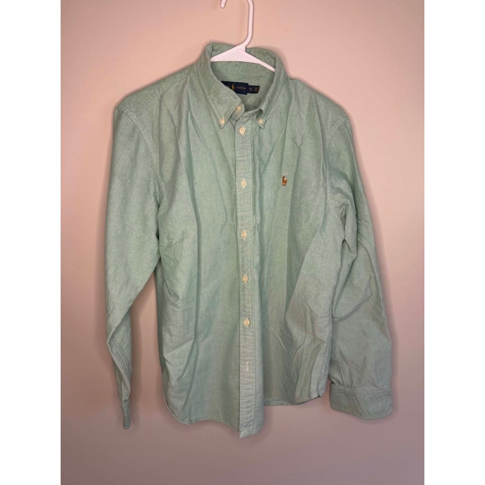 Polo Ralph Lauren Mens XL Light Green Oxford Button Down Shirt Long Sleeve Pony
